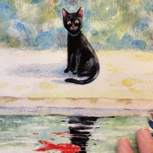 "Pisica în Grădină" | "Cat & The Garden" ART PRINT A3+ - Image 4