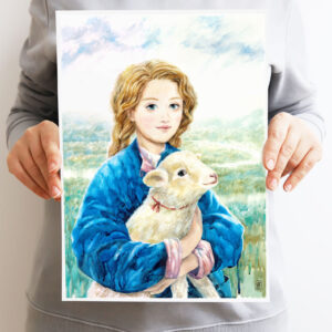 "Mielul" | "Girl with a Lamb" Art Print A4+