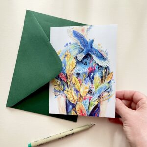 Felicitare "Pasărea Albastră" + Plic | Greeting card & envelope