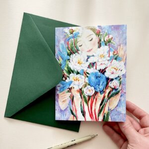 Felicitare "Bujori Albi" + Plic | Greeting card & envelope