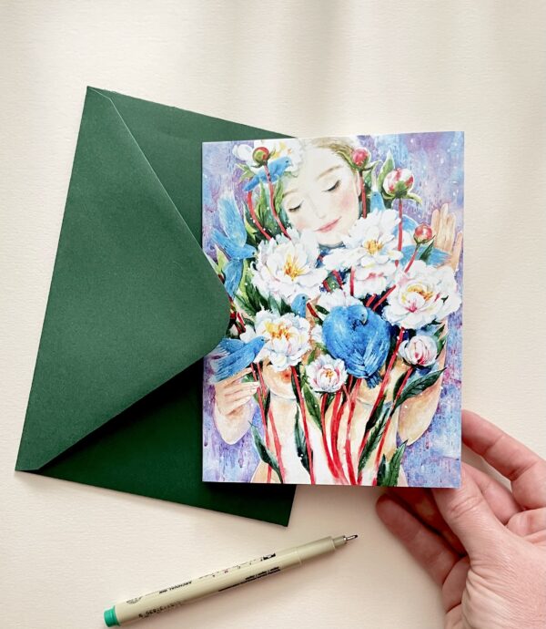 Felicitare "Bujori Albi" + Plic | Greeting card & envelope