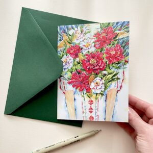 Felicitare "Ie cu bujori" + Plic | Greeting card & envelope