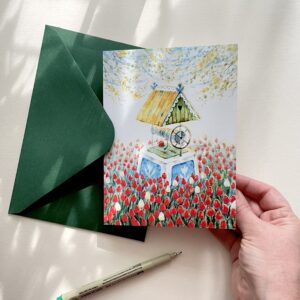 Felicitare "Fântână cu Lalele" + Plic | Greeting card & envelope