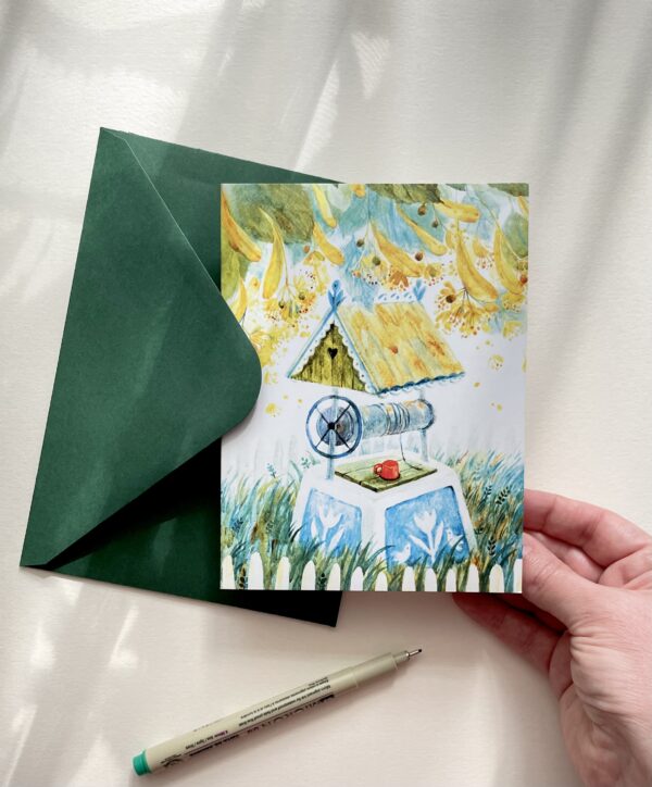 Felicitare "Fântână cu Tei" + Plic | Greeting card & envelope