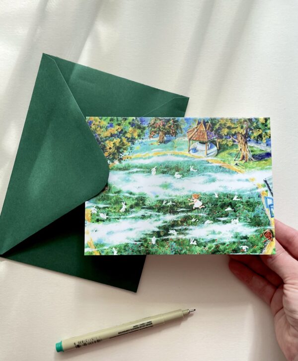 Felicitare "Iepuri în Lucernă" + Plic | Greeting card & envelope