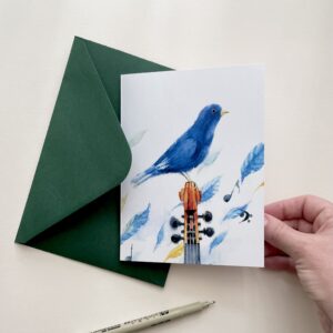 Felicitare "Pasăre Vioară" + Plic | Greeting card & envelope