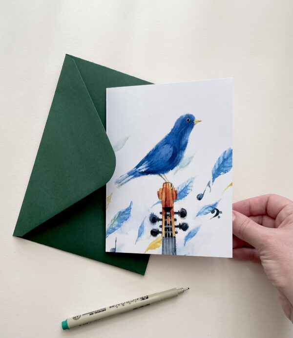 Felicitare "Pasăre Vioară" + Plic | Greeting card & envelope