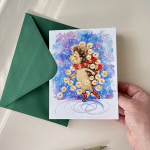 Felicitare "Aricel pe Patine" + Plic | Greeting card & envelope
