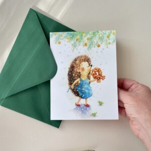 Felicitare "Aricel cu Crăciunel" + Plic | Greeting card & envelope