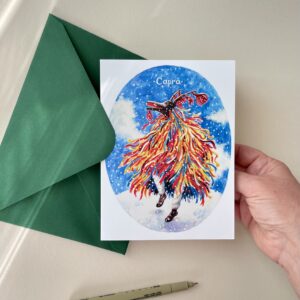 Felicitare "Capră cu Panglici" + Plic | Greeting card & envelope